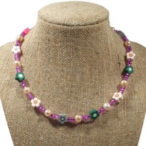 Blooming Flowers And Real Pearls Handcrafted Choker/Necklace 14